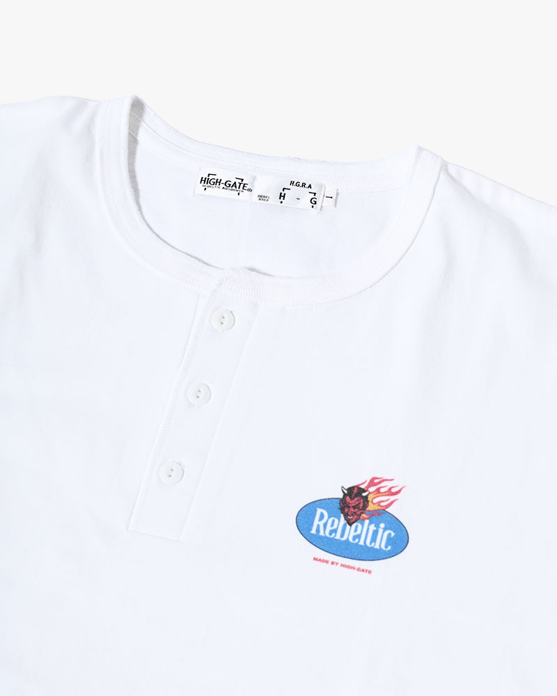 RETRO DEVIL HENRY NECK TEE -WHITE-