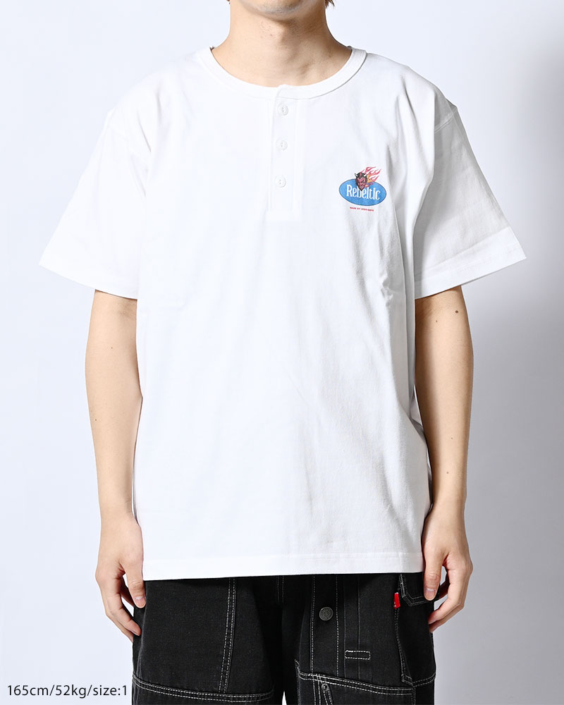 RETRO DEVIL HENRY NECK TEE -WHITE-