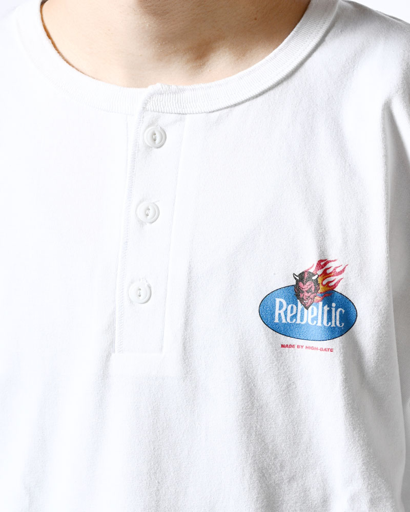 RETRO DEVIL HENRY NECK TEE -WHITE-