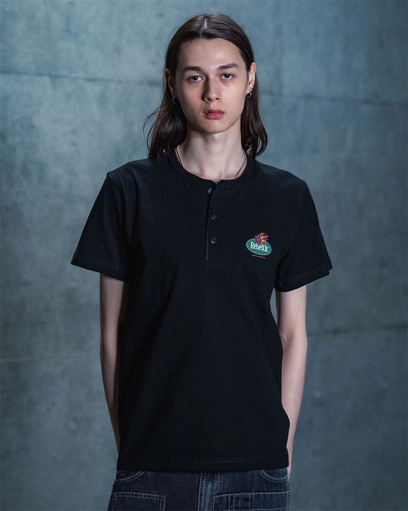 RETRO DEVIL HENRY NECK TEE -WHITE-