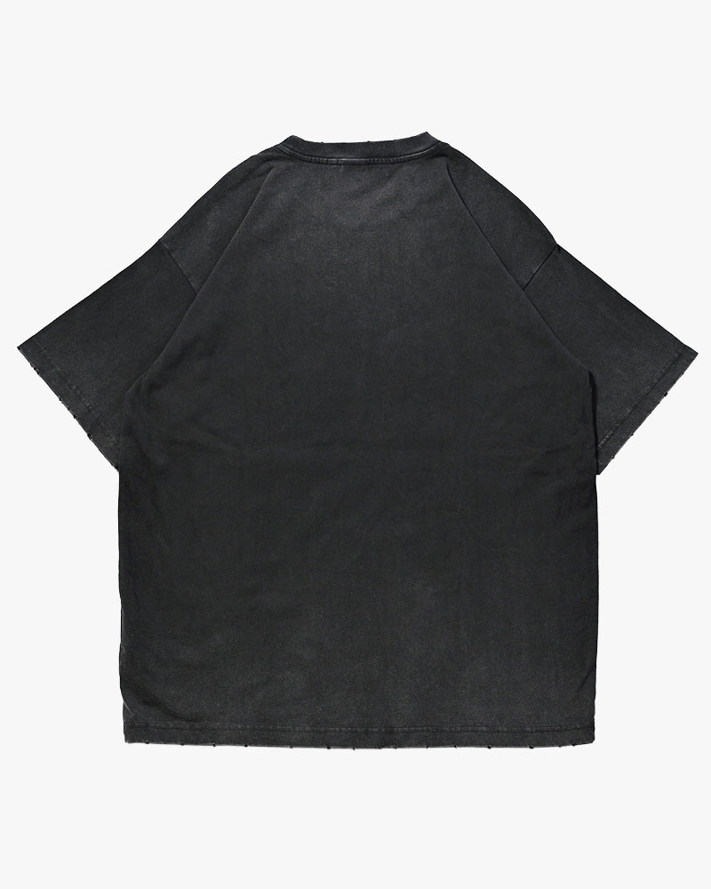OVERLAP FICTION BAND TEE -BLACK-