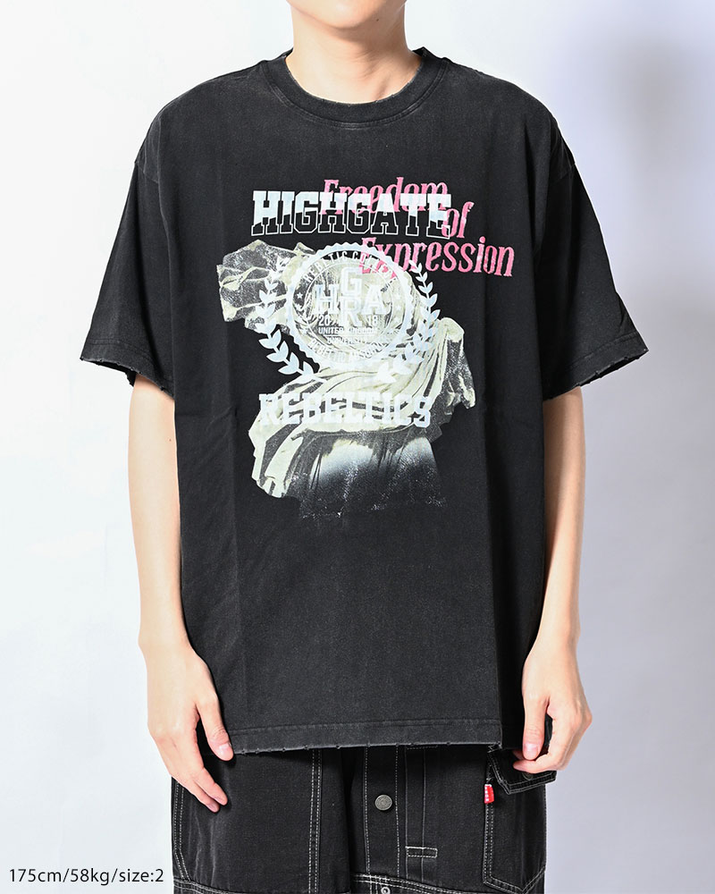 OVERLAP FICTION BAND TEE -BLACK-