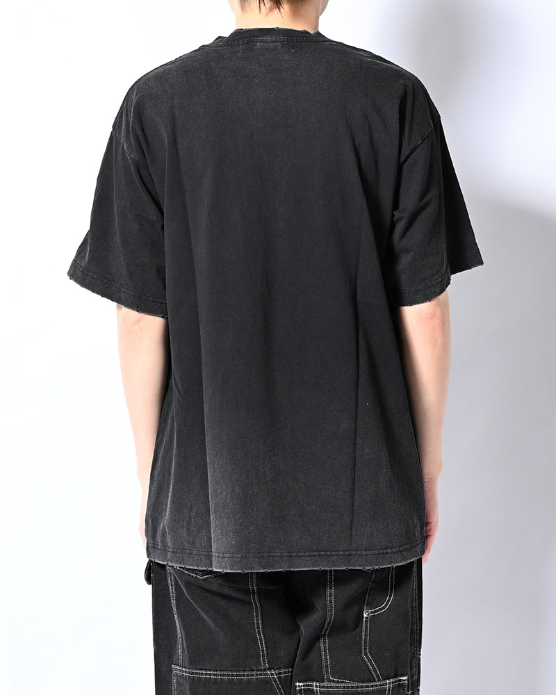 OVERLAP FICTION BAND TEE -BLACK-