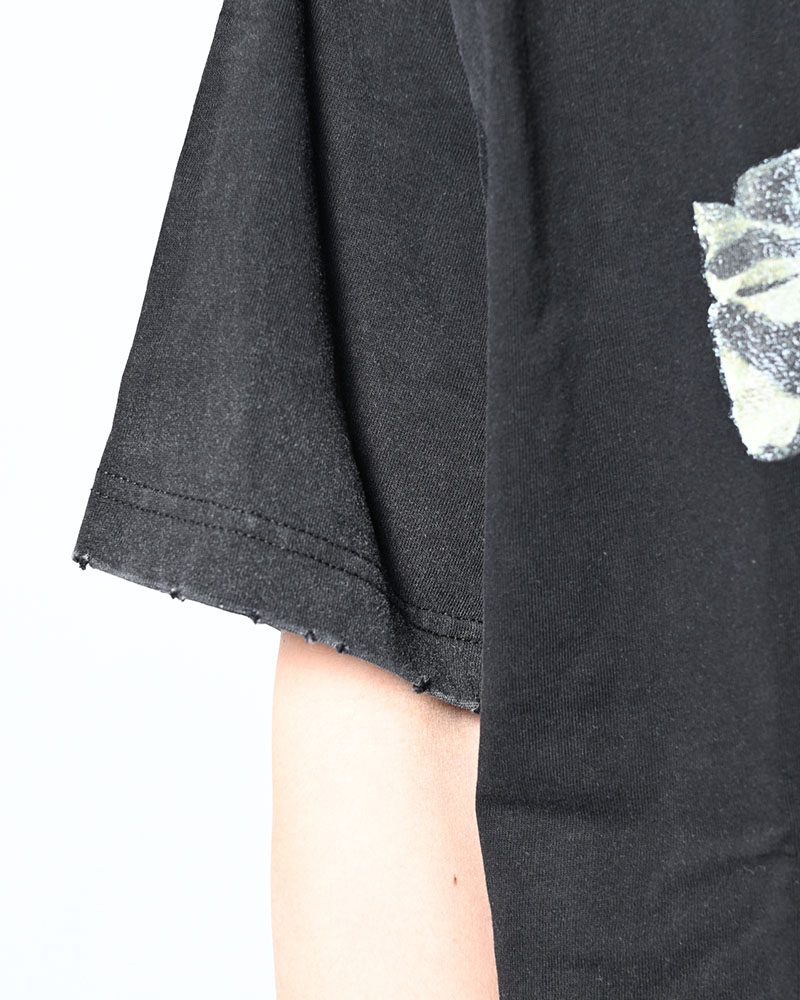 OVERLAP FICTION BAND TEE -BLACK-