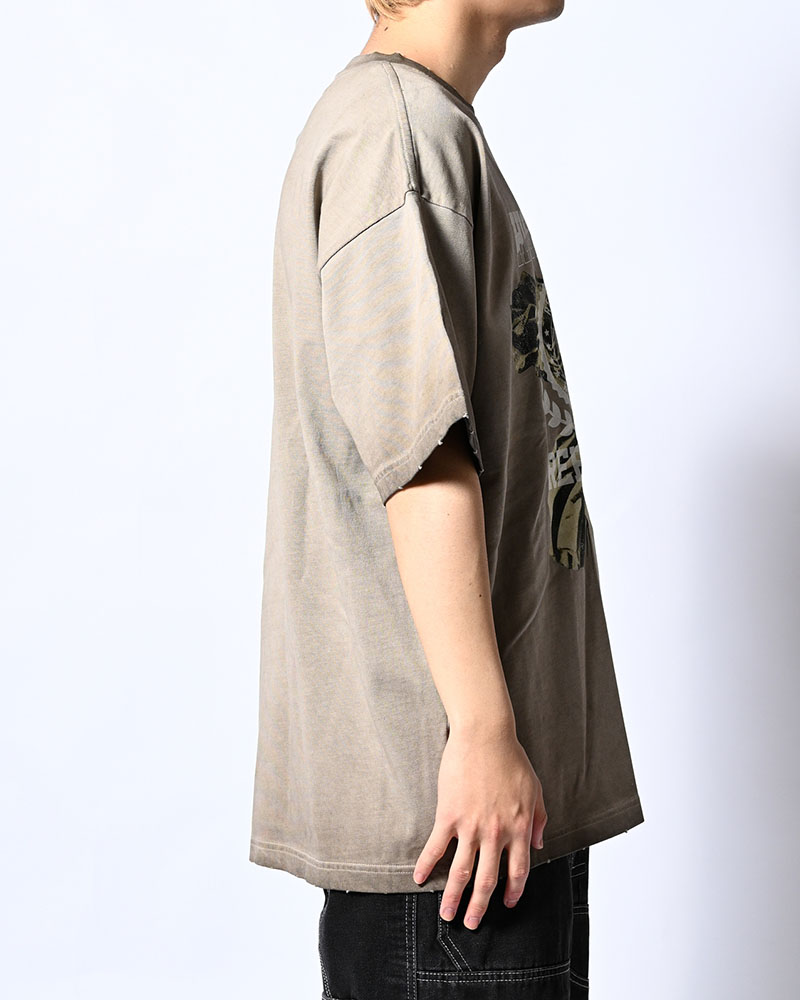 OVERLAP FICTION BAND TEE -GRAY-