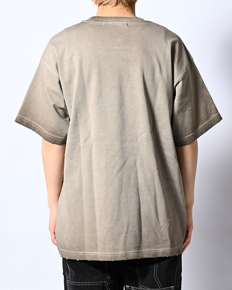 OVERLAP FICTION BAND TEE -GRAY-