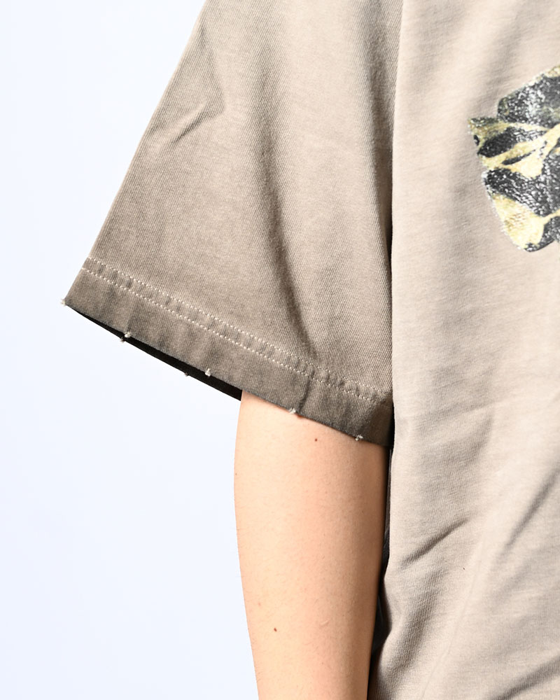 OVERLAP FICTION BAND TEE -GRAY-