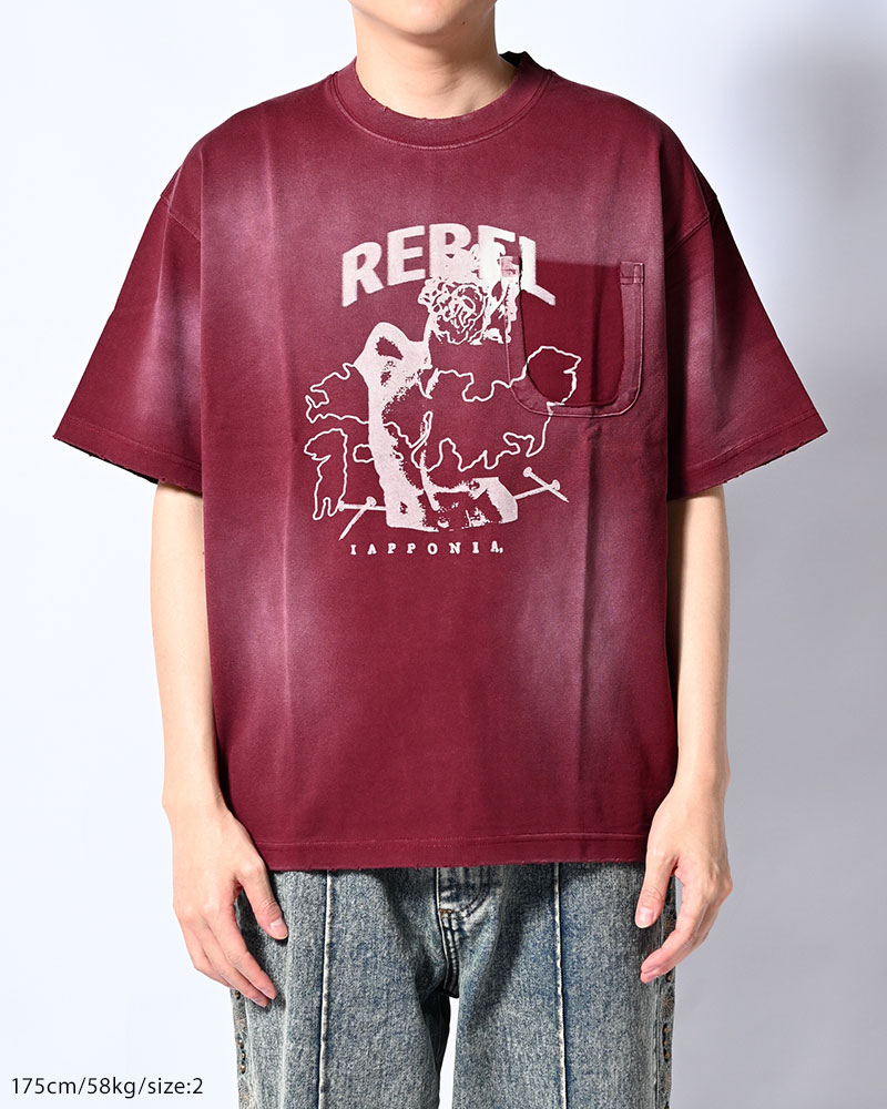 DIRTY PRINT S/S TEE -BURGUNDY-