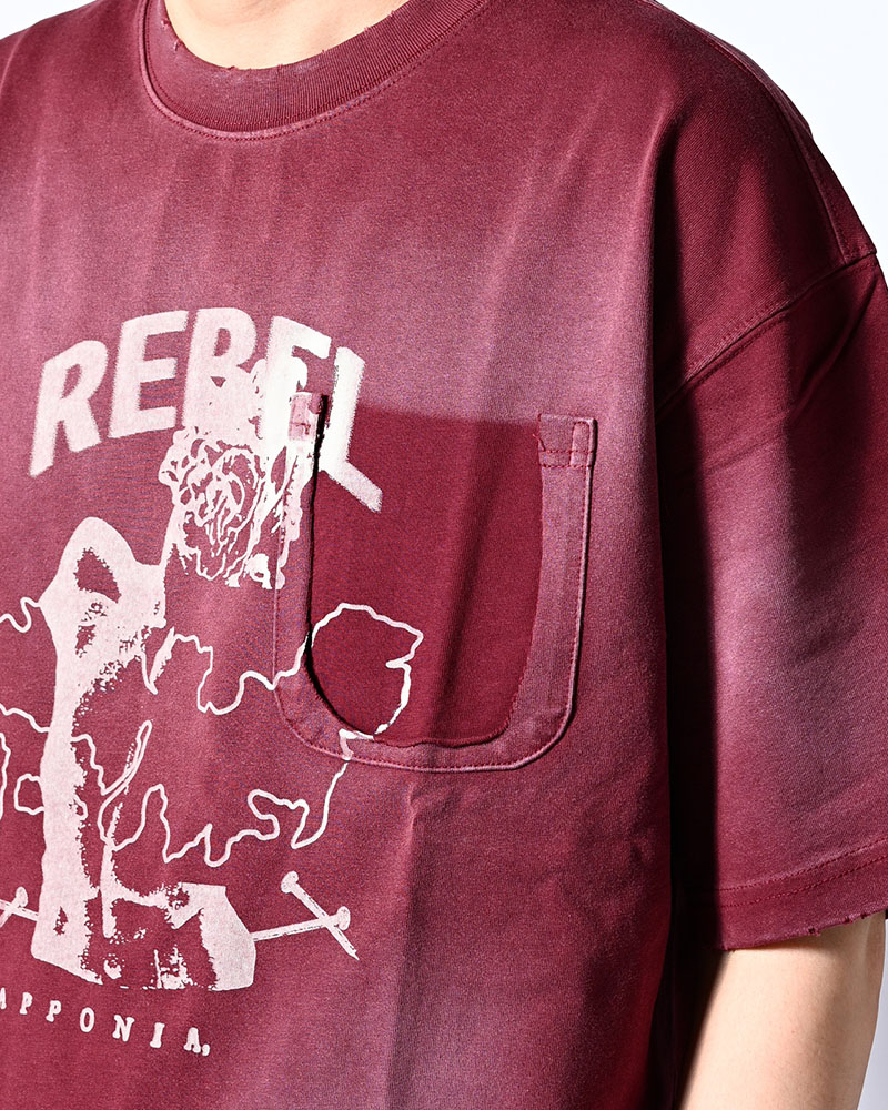 DIRTY PRINT S/S TEE -BURGUNDY-