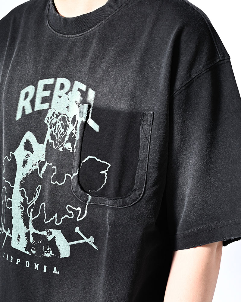 DIRTY PRINT S/S TEE -BLACK-