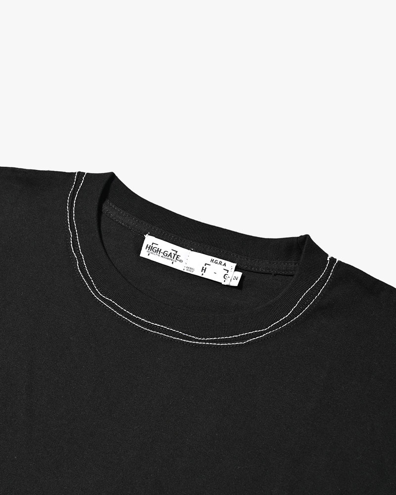 ROUGH STITCH POCKET TEE -BLACK-