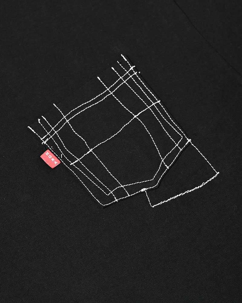 ROUGH STITCH POCKET TEE -BLACK-