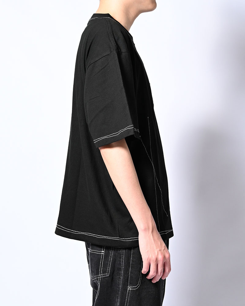 ROUGH STITCH POCKET TEE -BLACK-