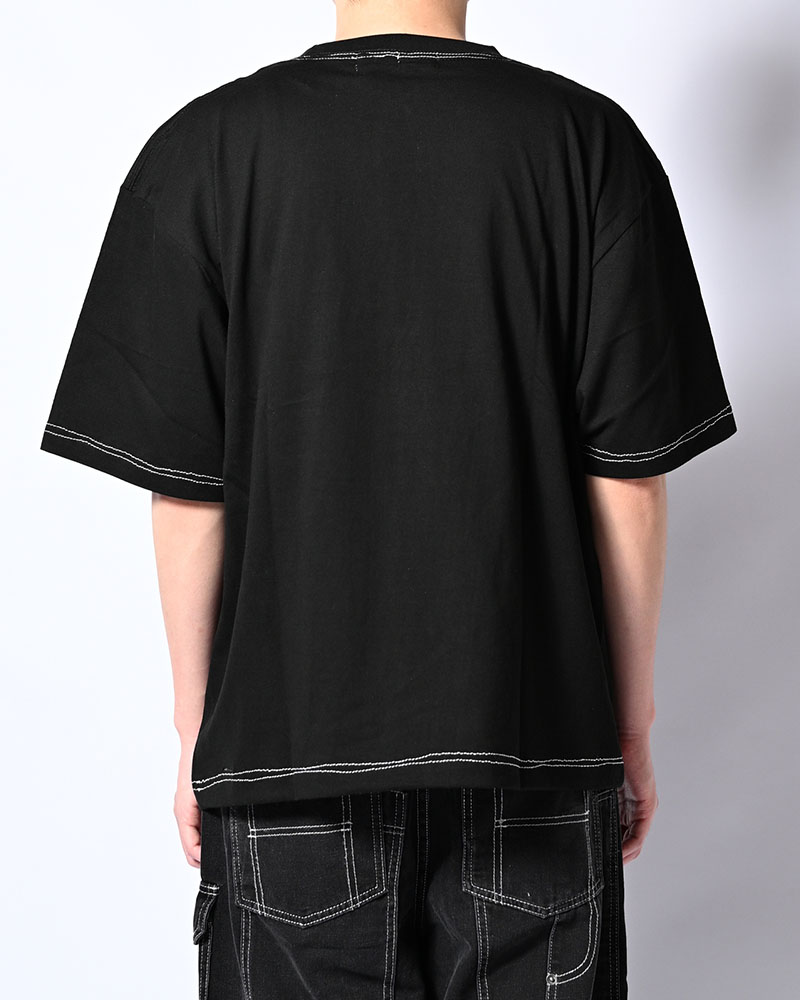 ROUGH STITCH POCKET TEE -BLACK-