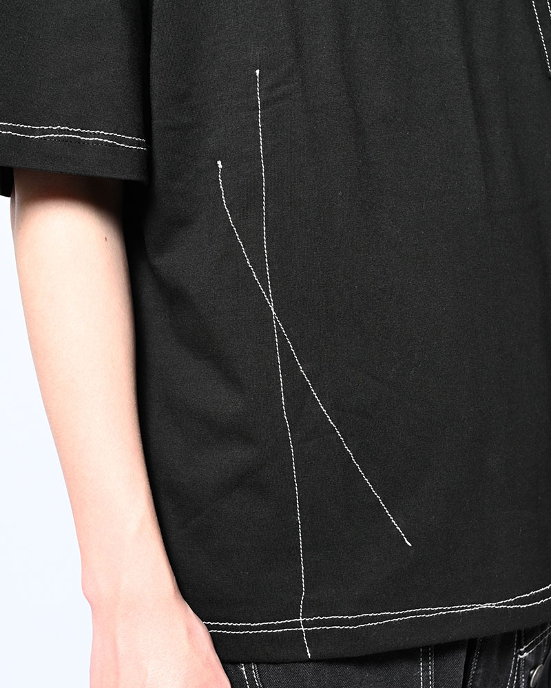 ROUGH STITCH POCKET TEE -BLACK-