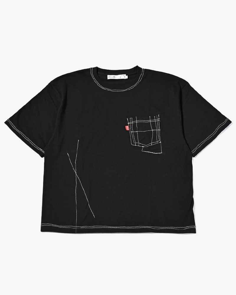 ROUGH STITCH POCKET TEE -BLACK-