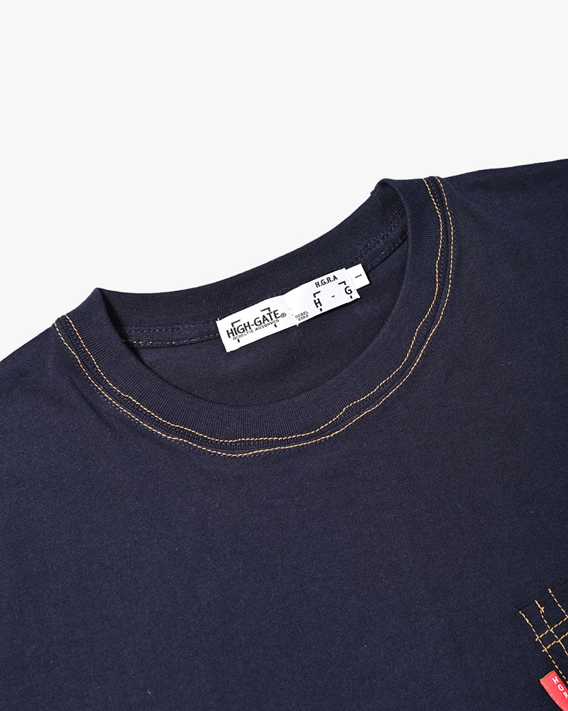 ROUGH STITCH POCKET TEE -NAVY-