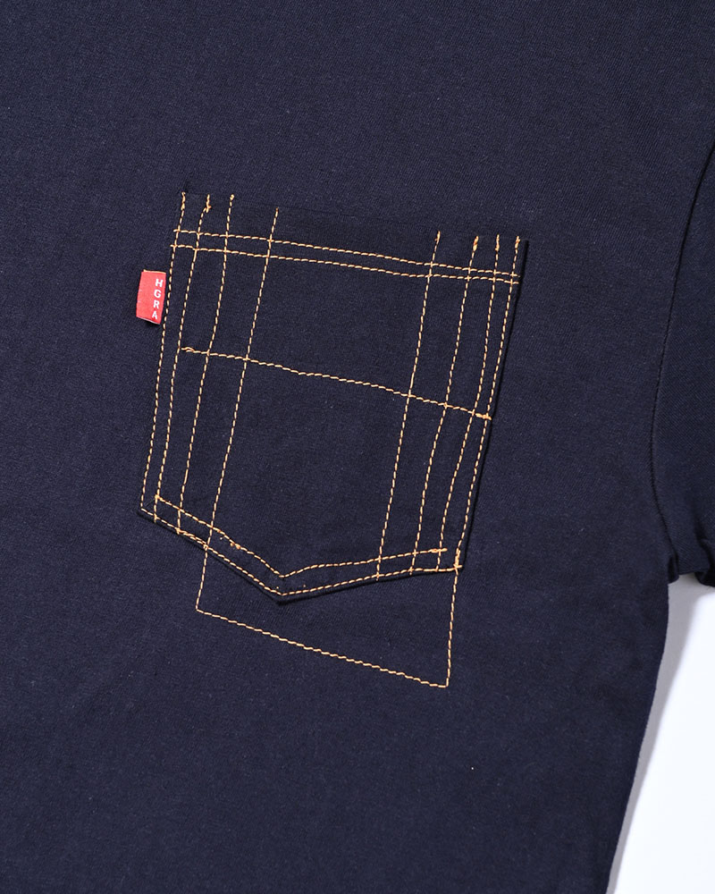 ROUGH STITCH POCKET TEE -NAVY-