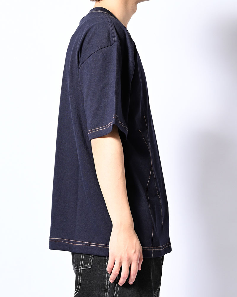 ROUGH STITCH POCKET TEE -NAVY-