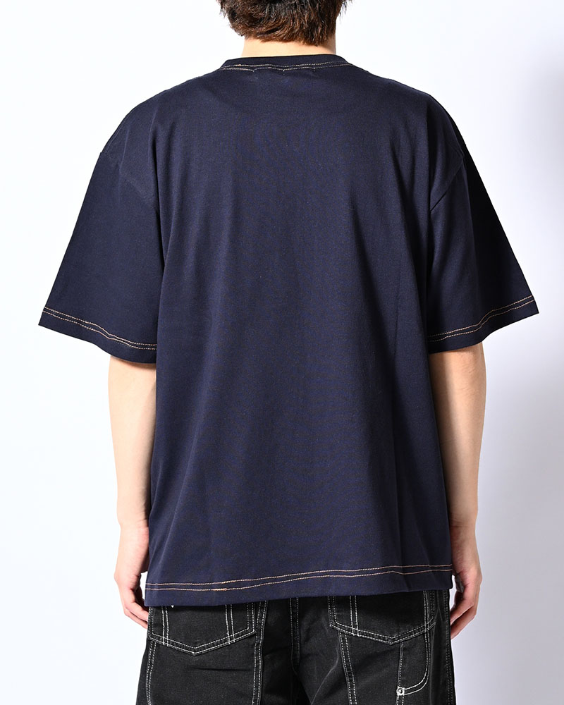 ROUGH STITCH POCKET TEE -NAVY-