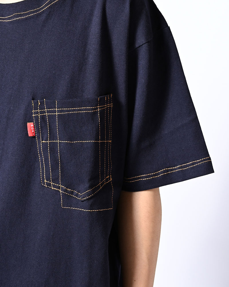 ROUGH STITCH POCKET TEE -NAVY-