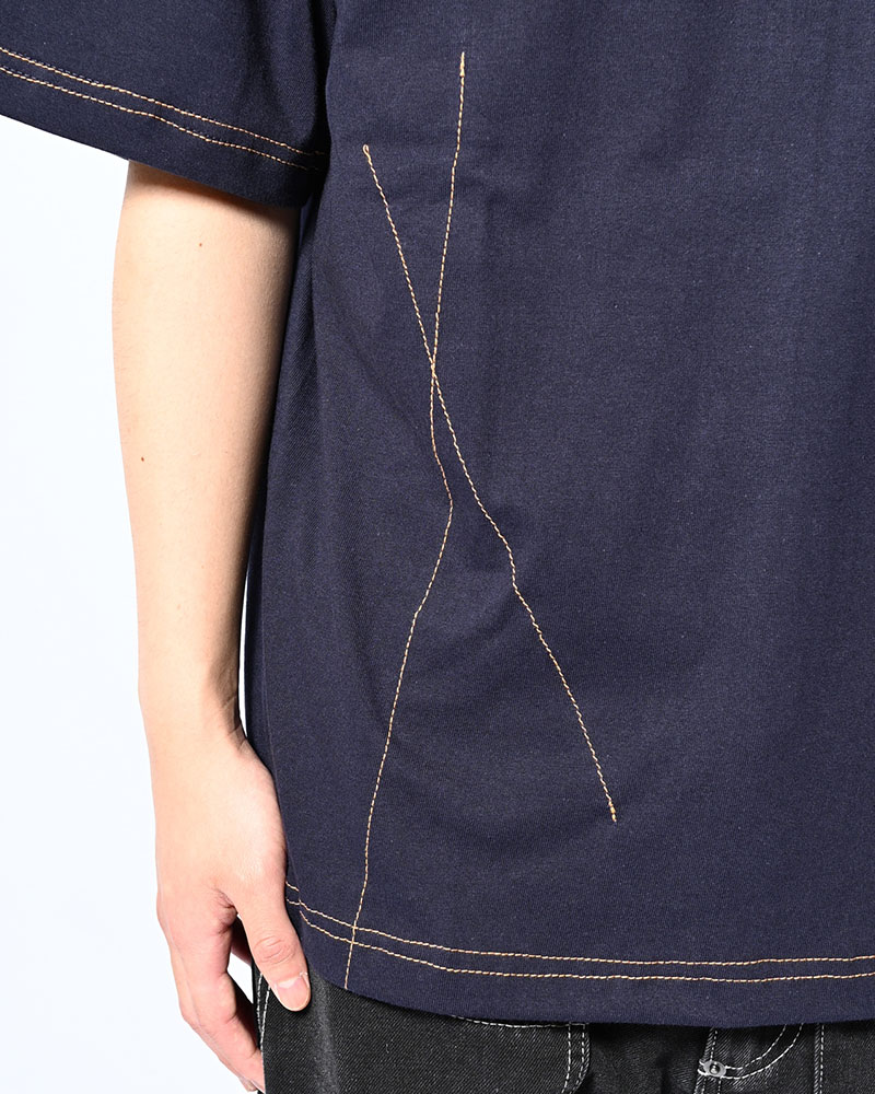 ROUGH STITCH POCKET TEE -NAVY-