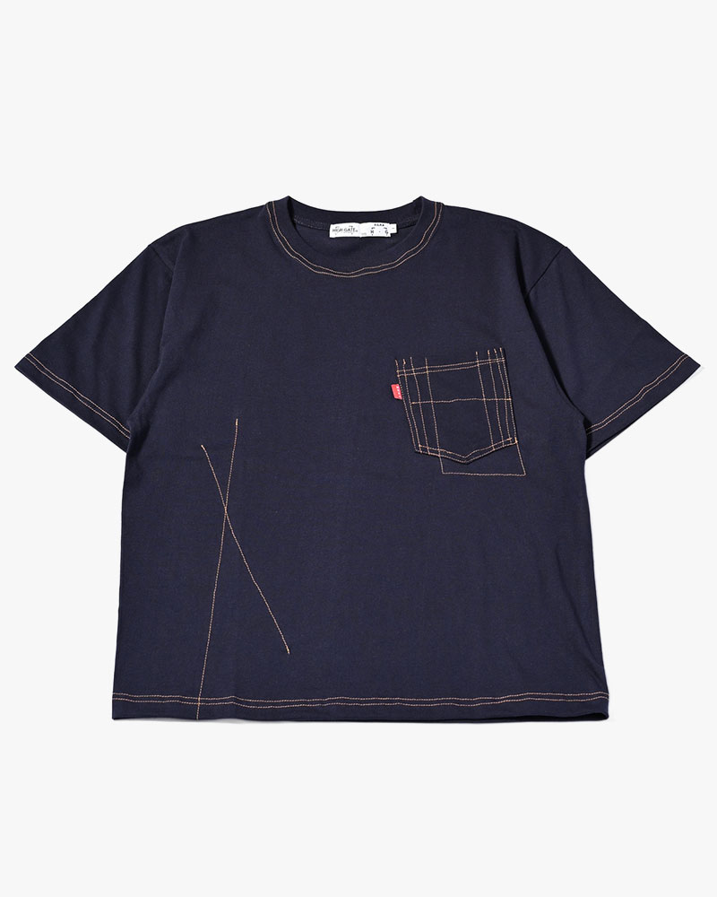 ROUGH STITCH POCKET TEE -NAVY-
