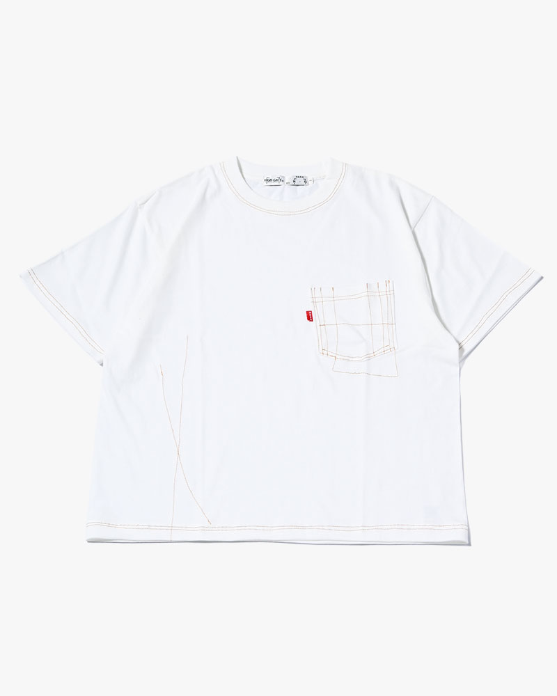 ROUGH STITCH POCKET TEE -WHITE-