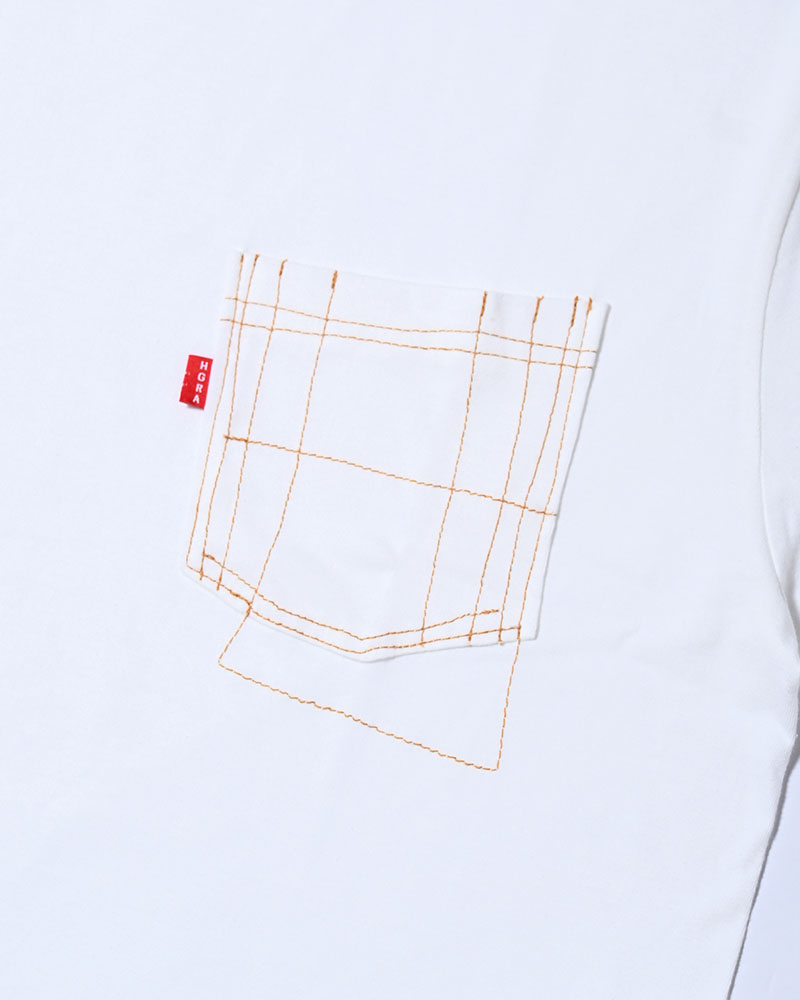 ROUGH STITCH POCKET TEE -WHITE-