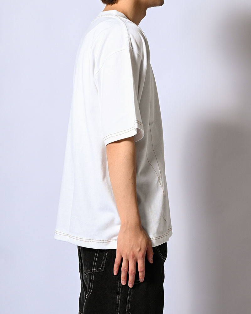 ROUGH STITCH POCKET TEE -WHITE-