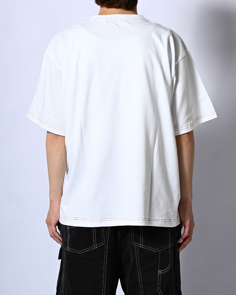 ROUGH STITCH POCKET TEE -WHITE-