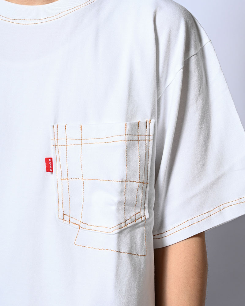 ROUGH STITCH POCKET TEE -WHITE-