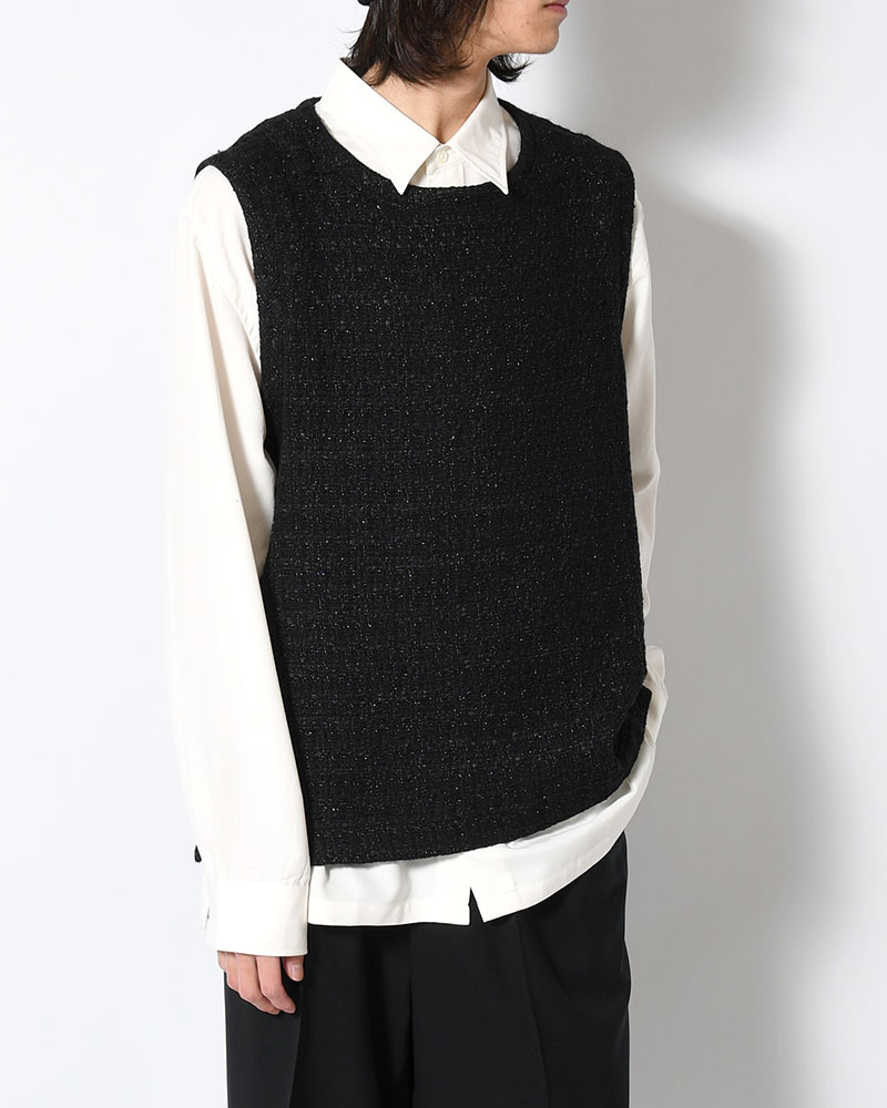 SUMMER TWEED P/O VEST -BLACK-