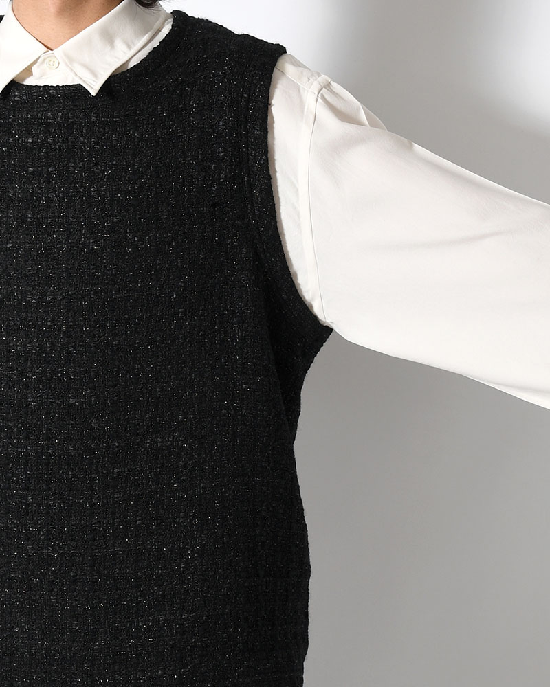 SUMMER TWEED P/O VEST -BLACK-