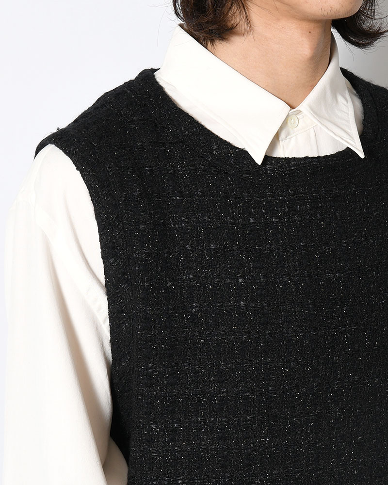 SUMMER TWEED P/O VEST -BLACK-