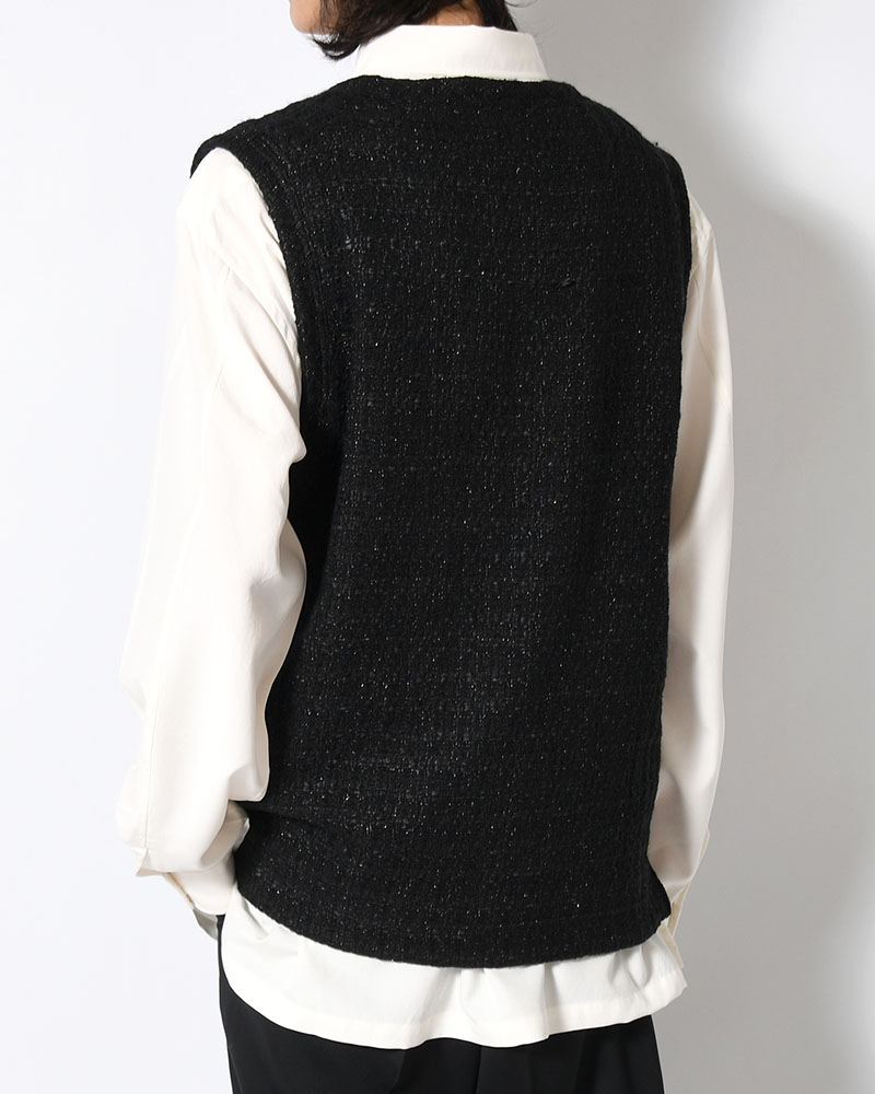 SUMMER TWEED P/O VEST -BLACK-
