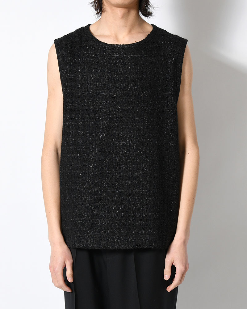 SUMMER TWEED P/O VEST -BLACK-
