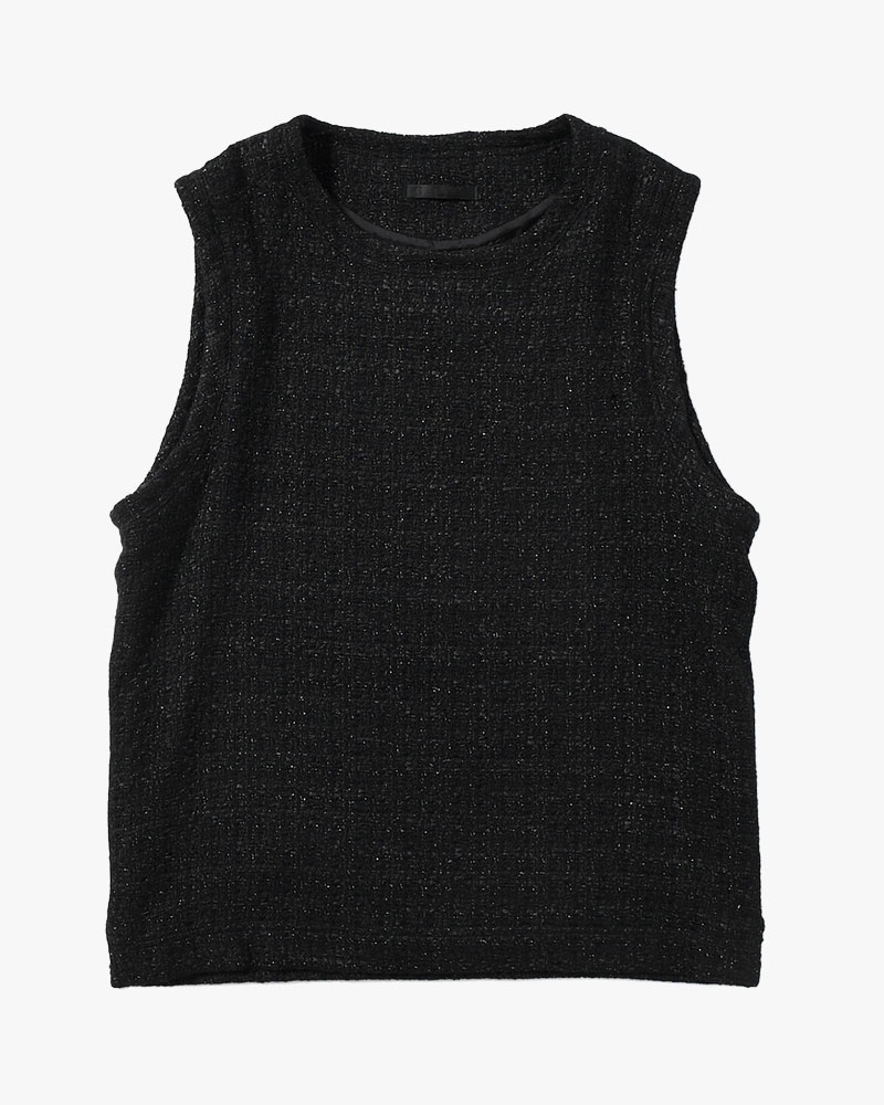 SUMMER TWEED P/O VEST -BLACK-