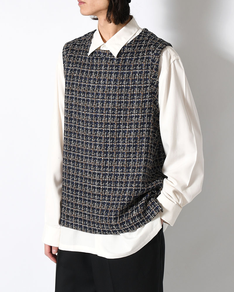 SUMMER TWEED P/O VEST -NAVY-