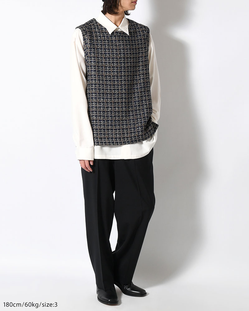SUMMER TWEED P/O VEST -NAVY-