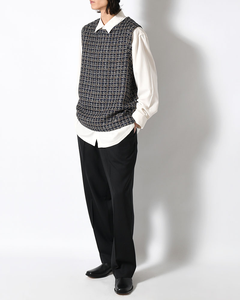 SUMMER TWEED P/O VEST -NAVY-