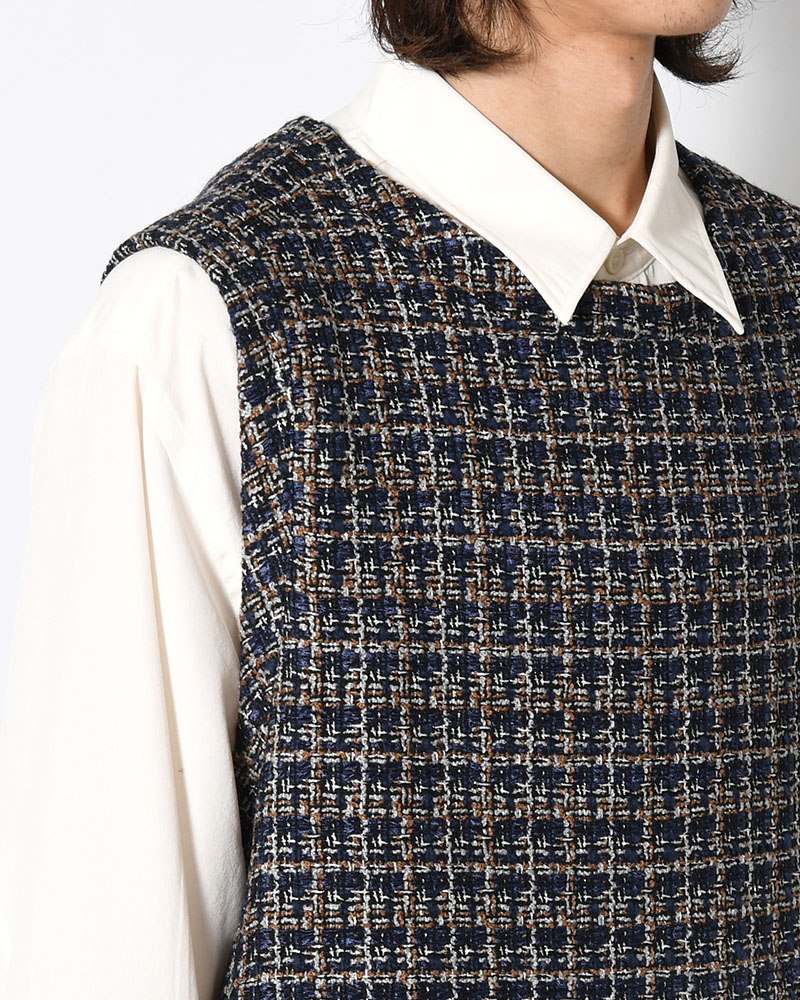 SUMMER TWEED P/O VEST -NAVY-