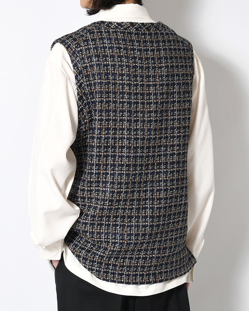 SUMMER TWEED P/O VEST -NAVY-