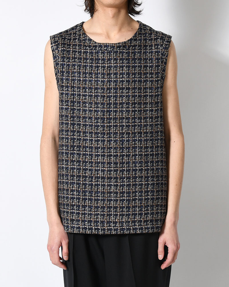 SUMMER TWEED P/O VEST -NAVY-
