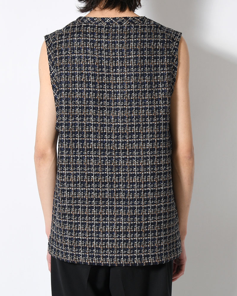 SUMMER TWEED P/O VEST -NAVY-