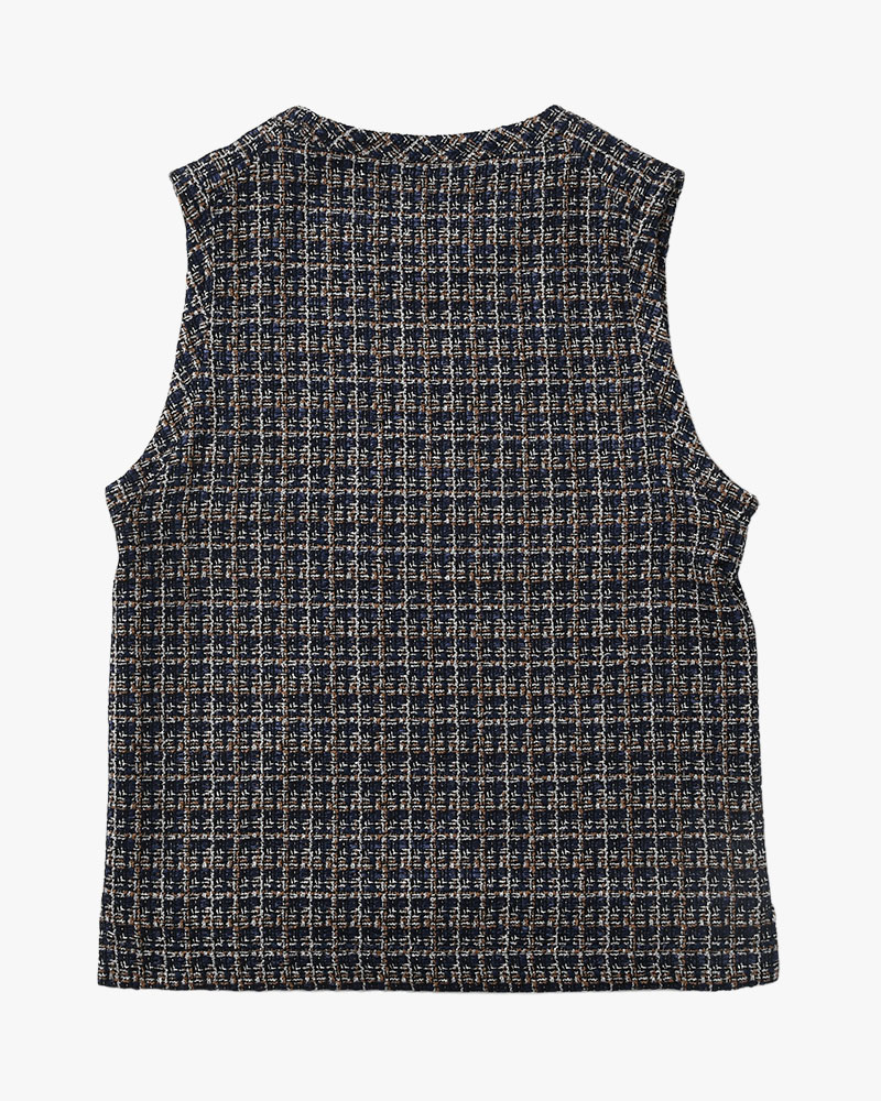 SUMMER TWEED P/O VEST -NAVY-