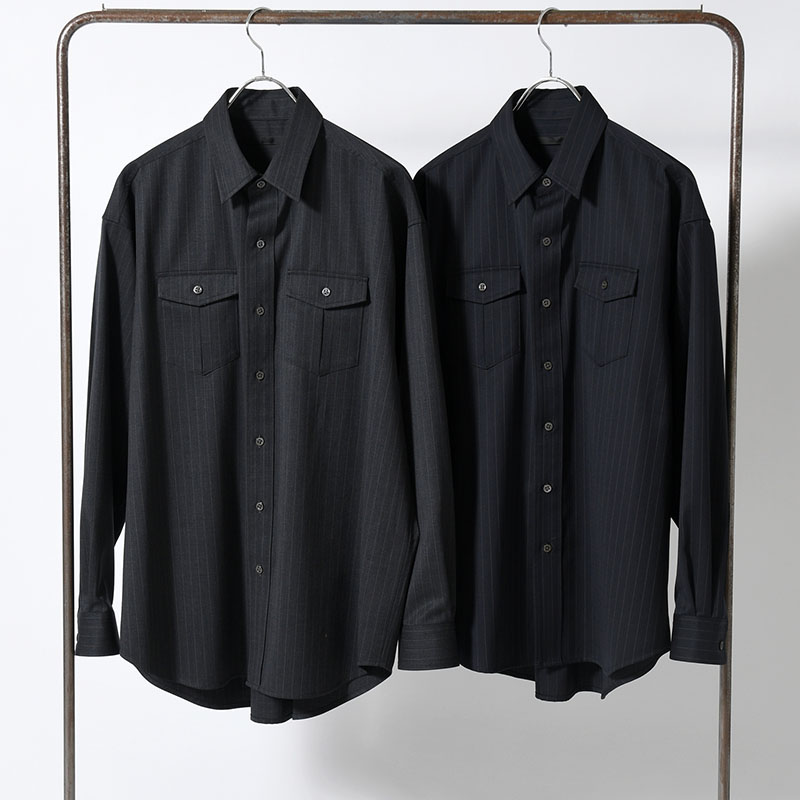 PINSTRIPE WESTERN SHIRT -2.COLOR-