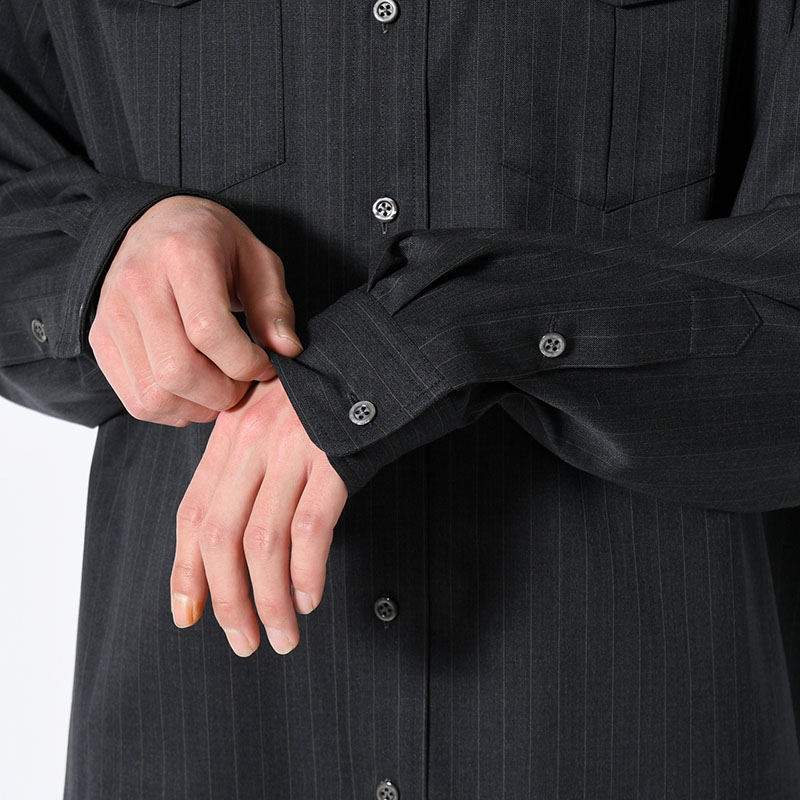 PINSTRIPE WESTERN SHIRT -2.COLOR-