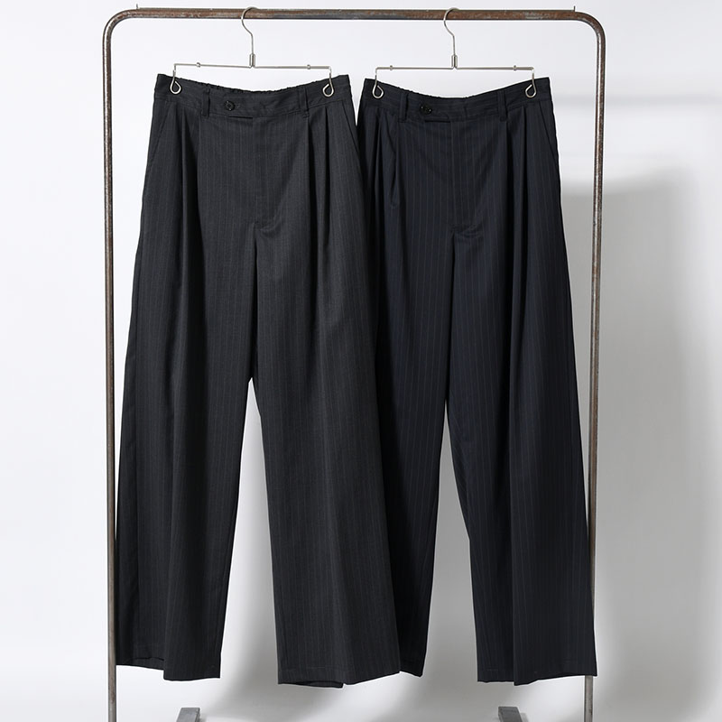 2TUCK WIDE PINSTRIPE PANTS -2.COLOR-