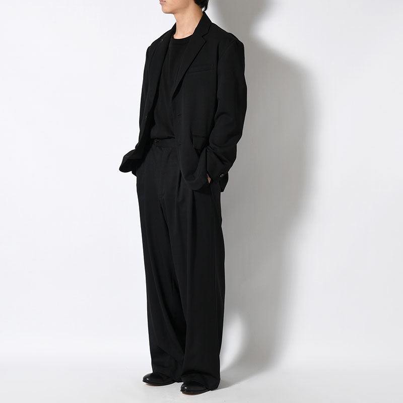 2TUCK WIDE EASY PANTS -BLACK-